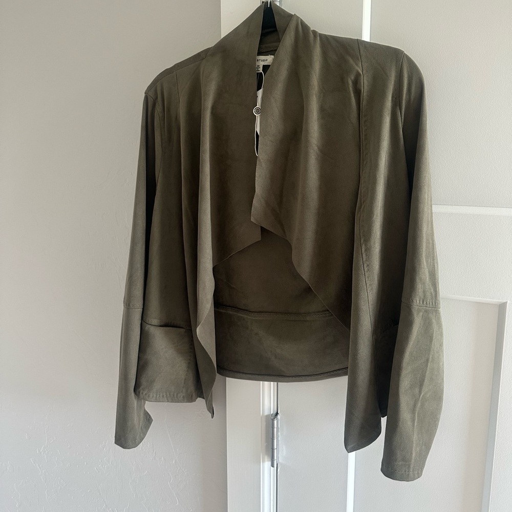 Max Studio Olive Green Soft Drape Jacket - Picture 4 of 9